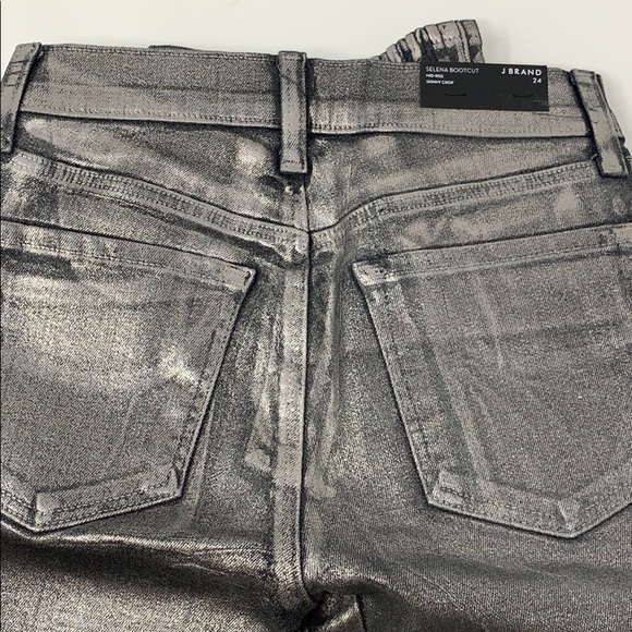 J Brand Selena Mid Rise Crop Jeans Foiled Chrome - Picture 8 of 10